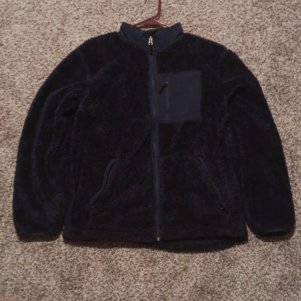 George Full Zip Faux Fur Jacket Dark Blue Size 38-40